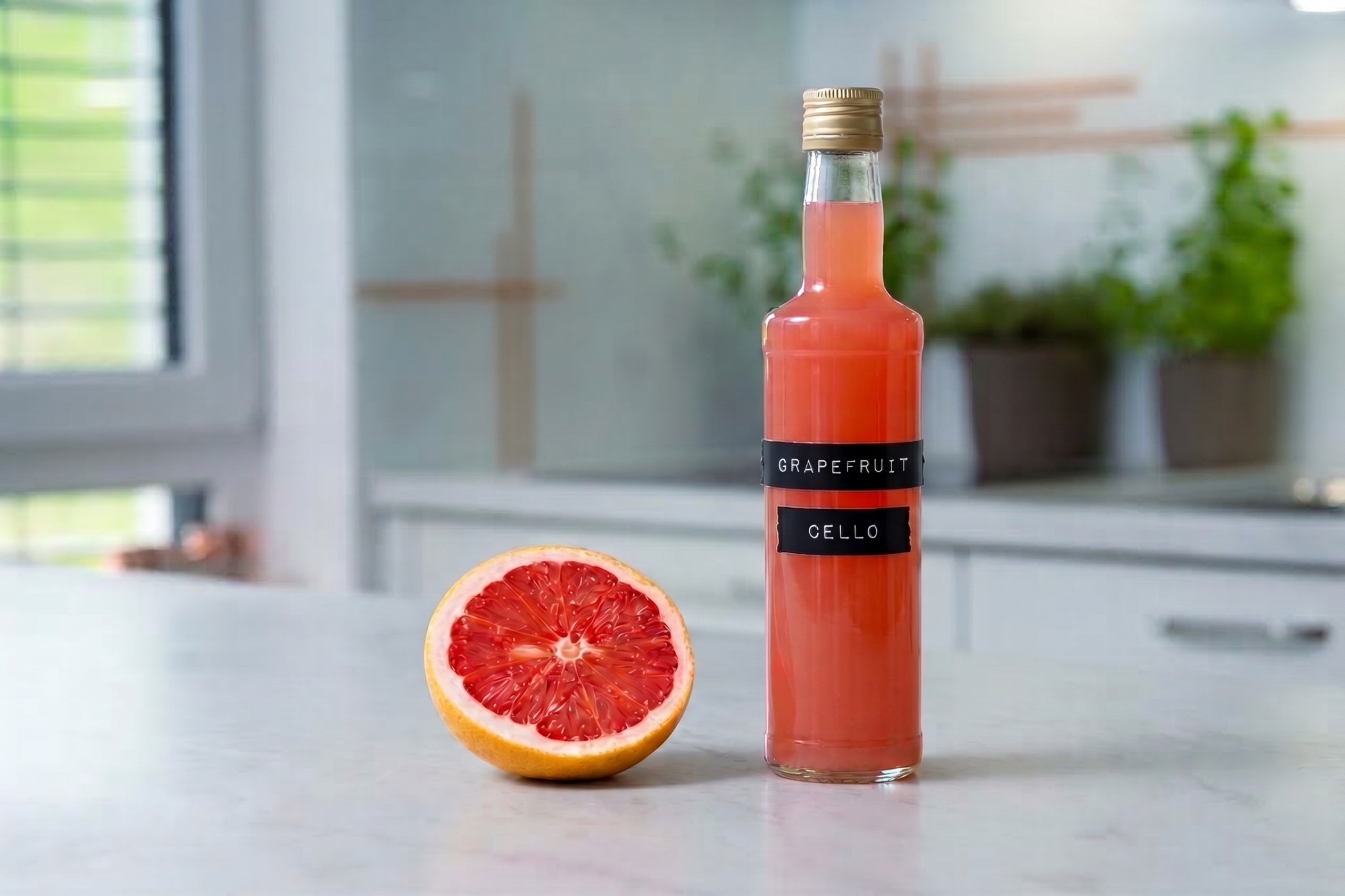 Grapefruit based limoncello bottle